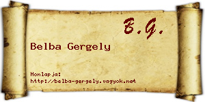 Belba Gergely névjegykártya